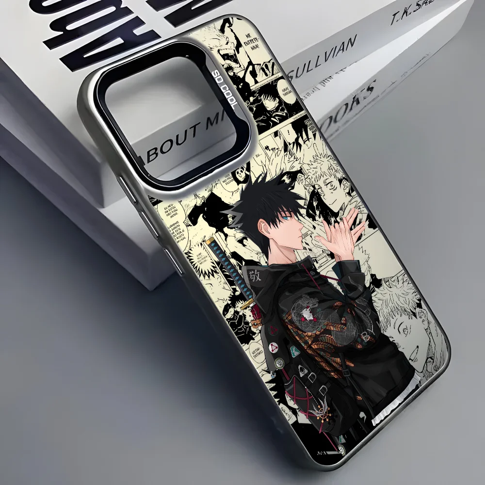 

Anime Fushiguro M-Megumi Phone Case For iPhone 16 15 14 13 12 11 Pro Max Black Matte Multicolor Laser Metallic Aurora Cover