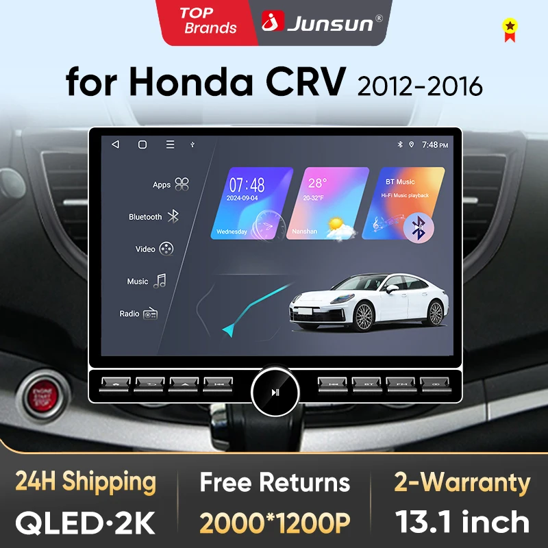 Junsun 13.1″ QLED Wireless CarPlay Android Auto Autoradio per Honda CR-V 2012-2016 Sistemi intelligenti per auto DSP SWC RDS GPS FM BT
