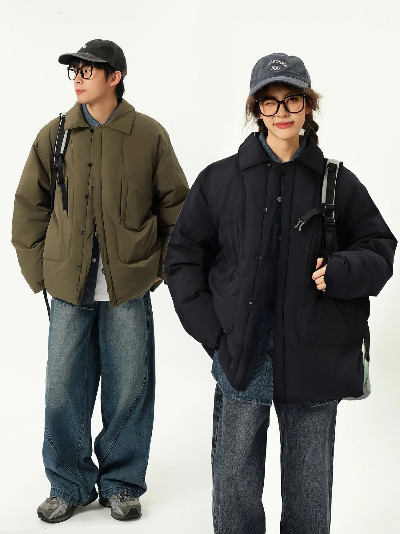 

Retro Japanese Sle Workwear Cotton Jaet with Multiple kets Casual Loose Fit Youthful Trend for Men And Women Couples