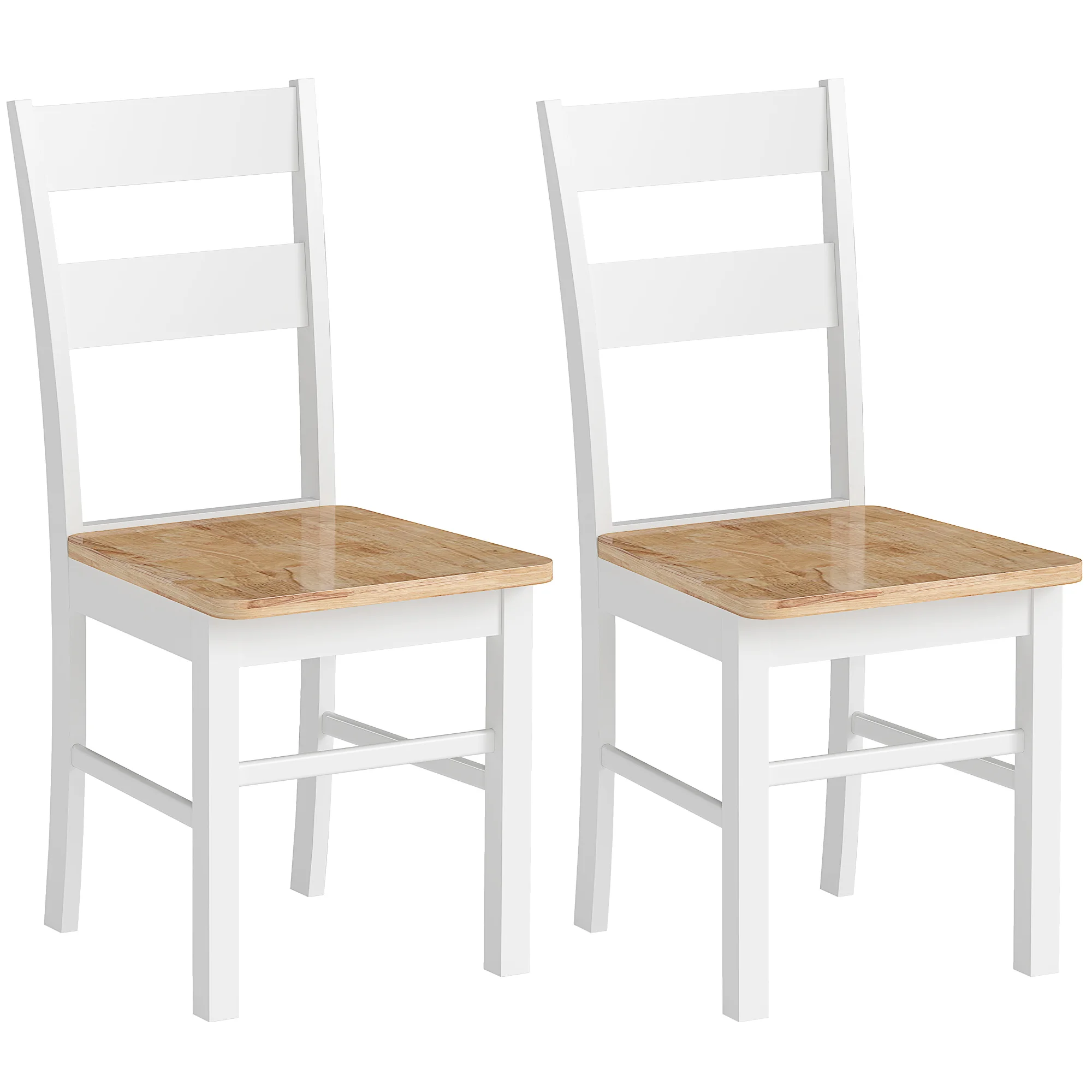 HOMCOM Esszimmerstühle 2er Set Küchenstuhl mit Rückenlehne, Armlose Stühle Eiche