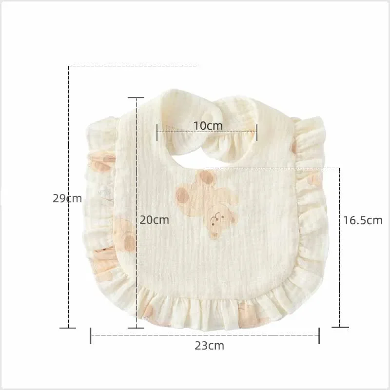 Set 2 Buah Celemek Makan Bayi Balita Kain Sendawa Ruffle Lucu Kartun Cetak Katun Lembut Kasa Handuk Air Liur Anak-anak Celemek Perlengkapan Bayi