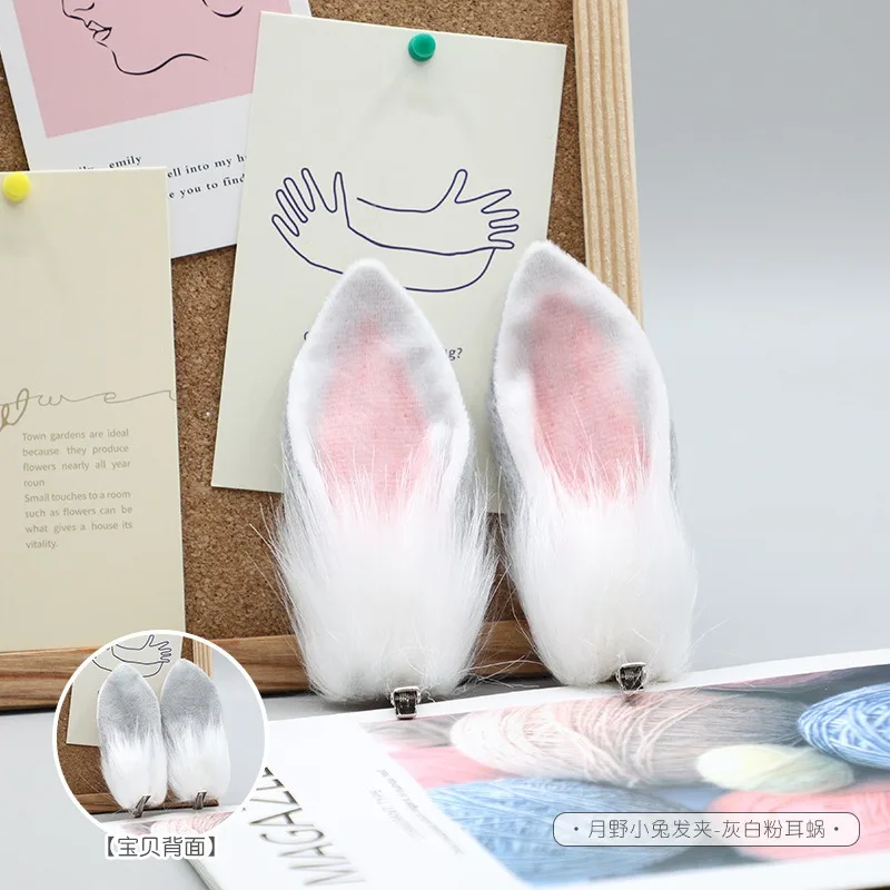 Handmade Plush Faux Fur กระต่ายหูแถบคาดศีรษะ Lolita Hairwear ผู้หญิงคอสเพลย์อุปกรณ์เสริม Props สัตว์หู Hairband หญิง Headwear