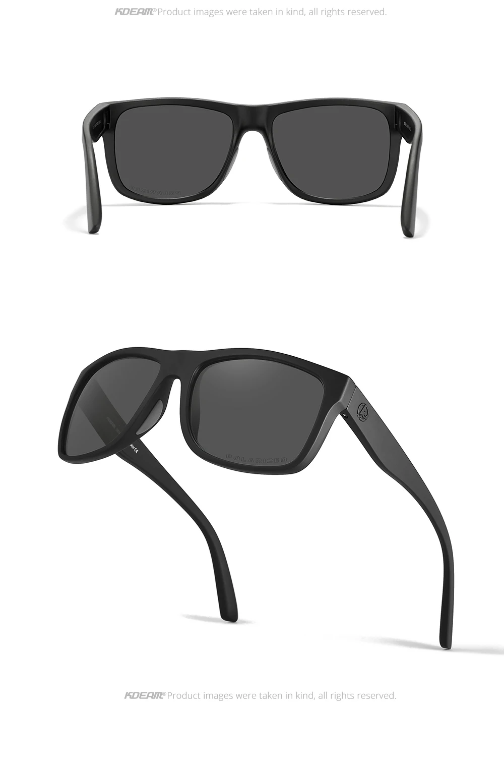 Kdeam polarisierte Sonnenbrille Männer Sport drei dimensionale Marke Logo tr90 quadratische Sonnenbrille ganz schwarz mit Reiß verschluss Fall kd0721 – Detail 11