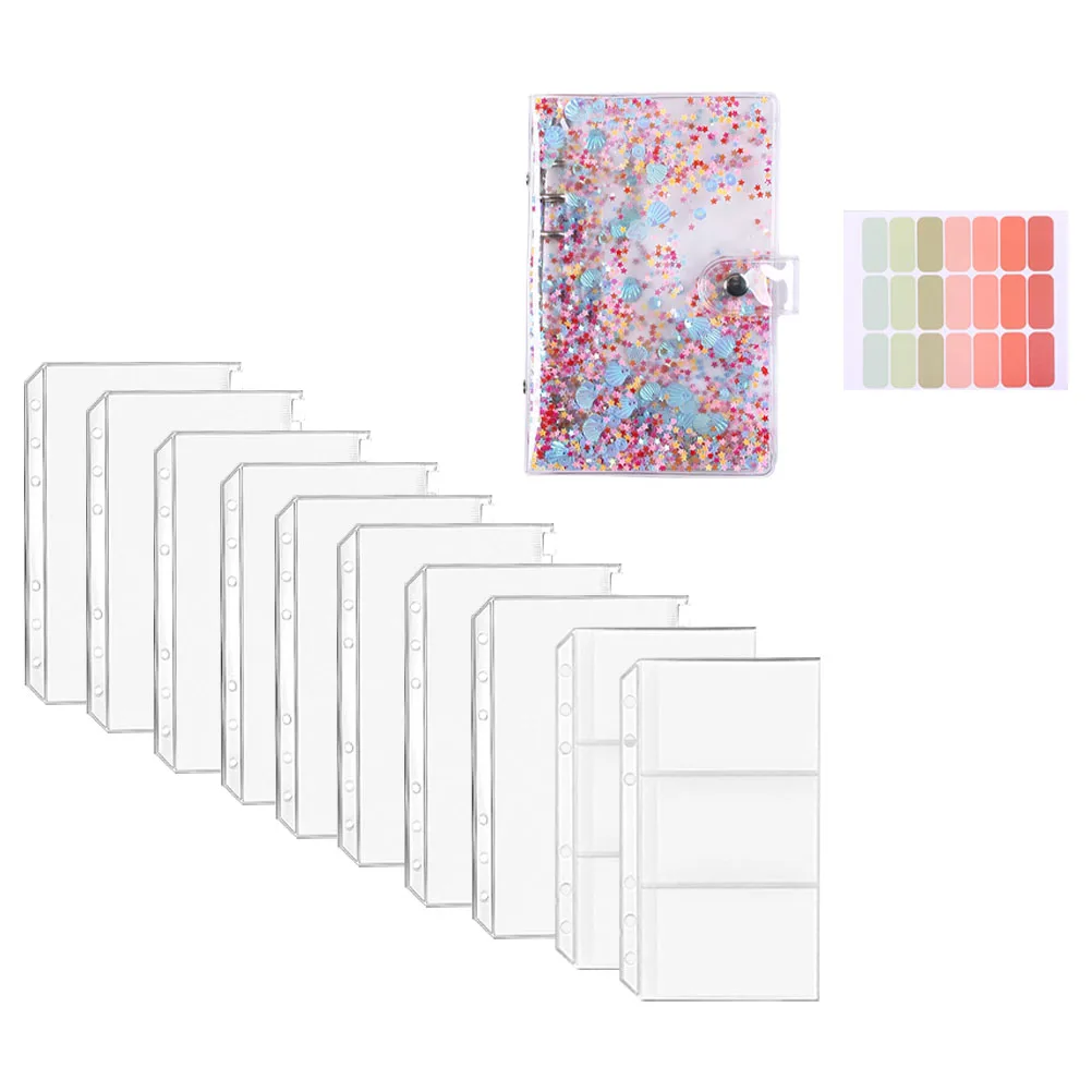 

PVC Stainless Steel Money Saving Binder Budget Notebook Zipper Bag A6 Cards Book Cash Organizer File Folder Ledger for Office
