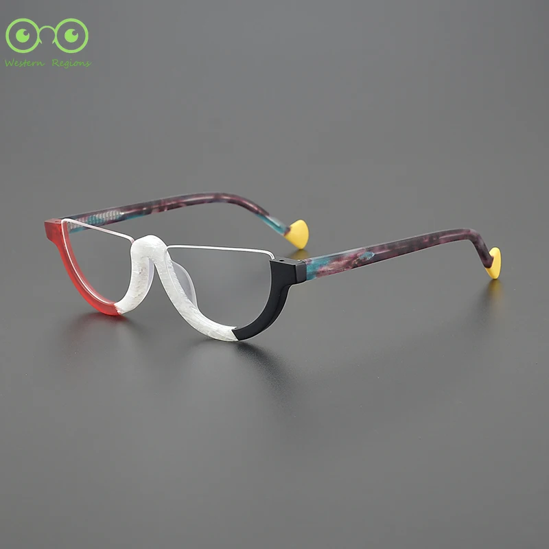 

Japanese and Korean fashion outdoor niche color block half frame glasses frame men and women height number plate frame men