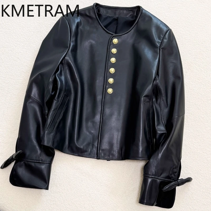 100% Top Layer Sheepskin Jackets Woman Black Short Real Leather Jacket New in Outerwears Fall Clothes Women 2025 veste femme