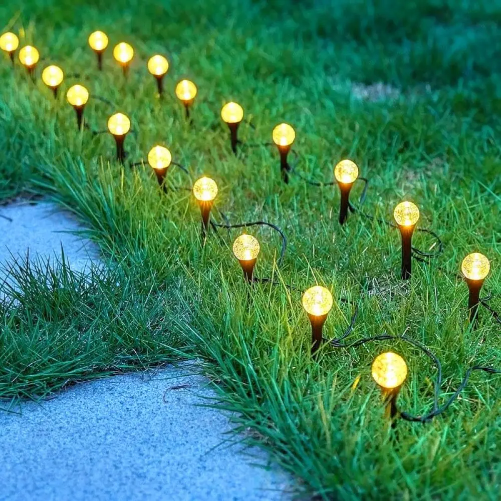Waterproof Solar Bubble Ball String Lights Outdoor Garden Stake Decorative Lamp For Christmas Holiday Party Landscape