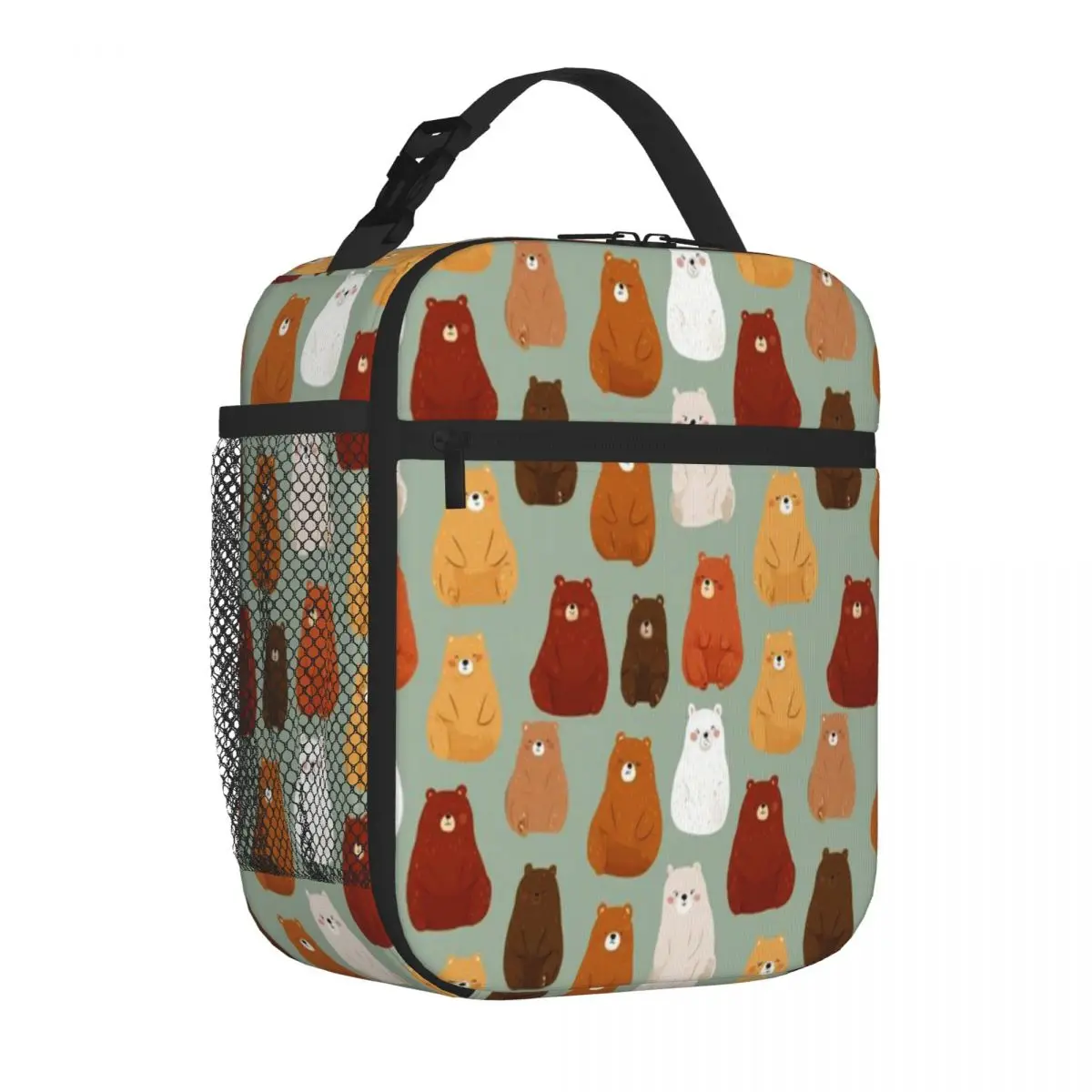 Bestselling Cute Smiling Bear Pattern Forest Animals Simple Commuter Lunch Bag Daily Snack Storage Commuter Lunch Bag