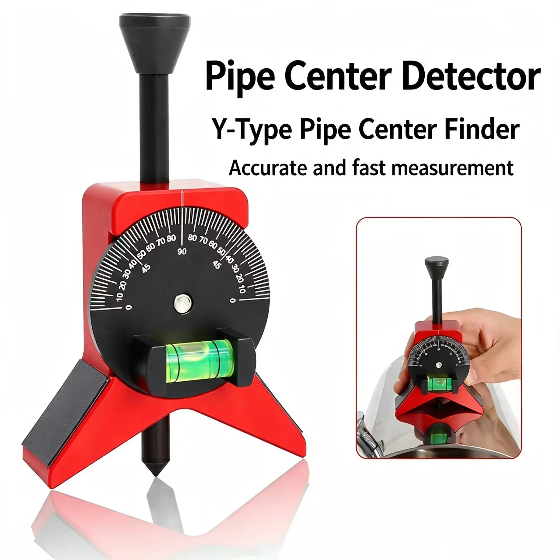 Pipe Center Finder Tool with Y-Type Base and Adjustable Dial Bubble Protractor for Pipefitter Welder Center Marking
