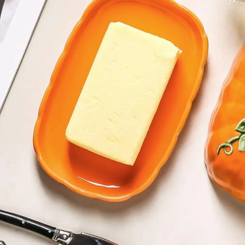   Pumpkin Covered Butter Tray for Fall Dining, Hosts And Meal-Time Gifting