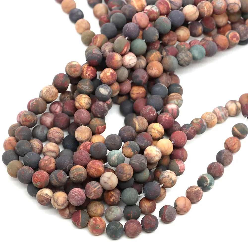 4-10mm Dull Polish Matte Picasso Jasper Stone Round Loose Spacer Beads For Jewelry Making Diy Bracelet Necklace Accessories 15
