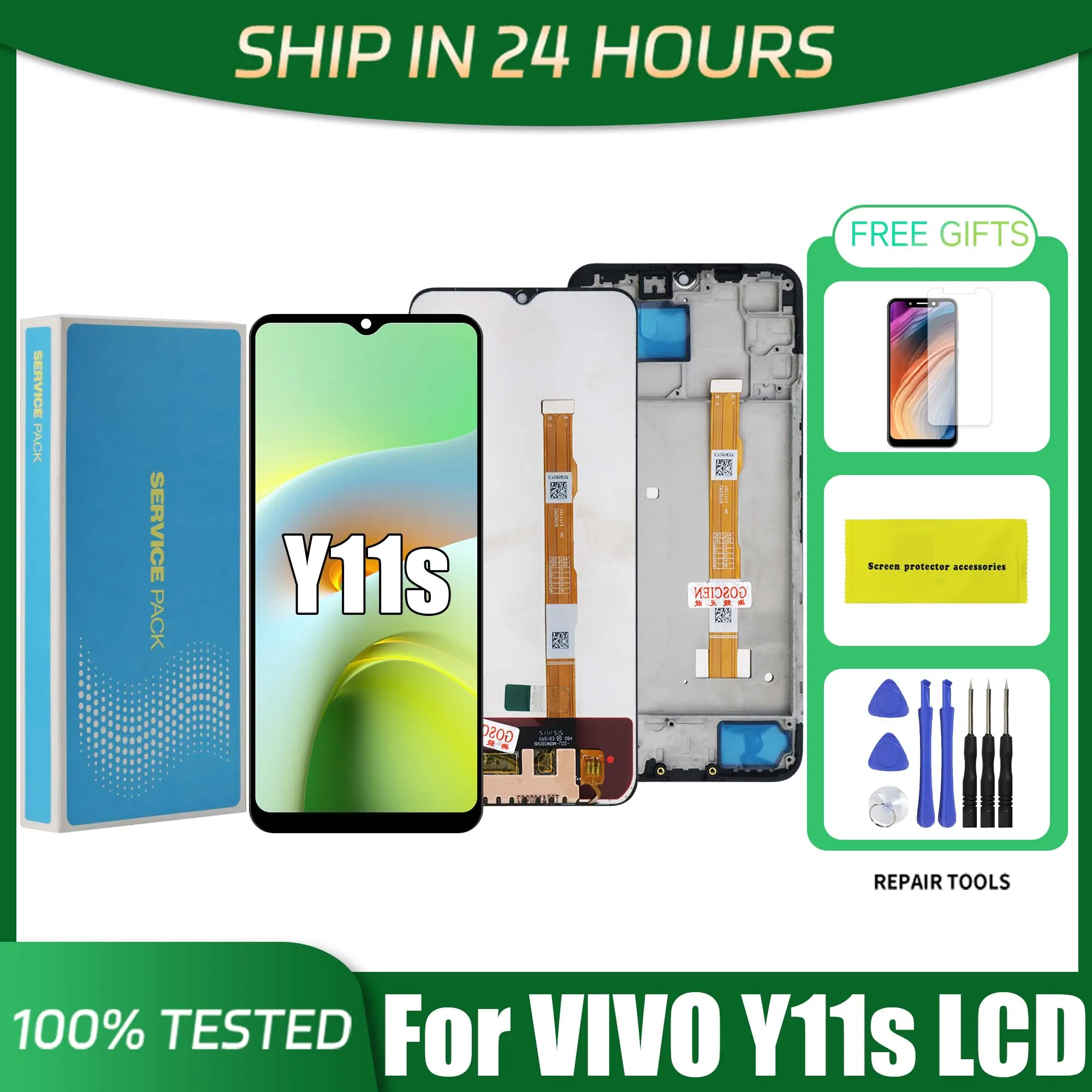 Высококачественный дисплей Y11s, сменный преобразователь сенсорного экрана в сборе для VIVO Y11S V2028, ЖК-дисплей с рамкой