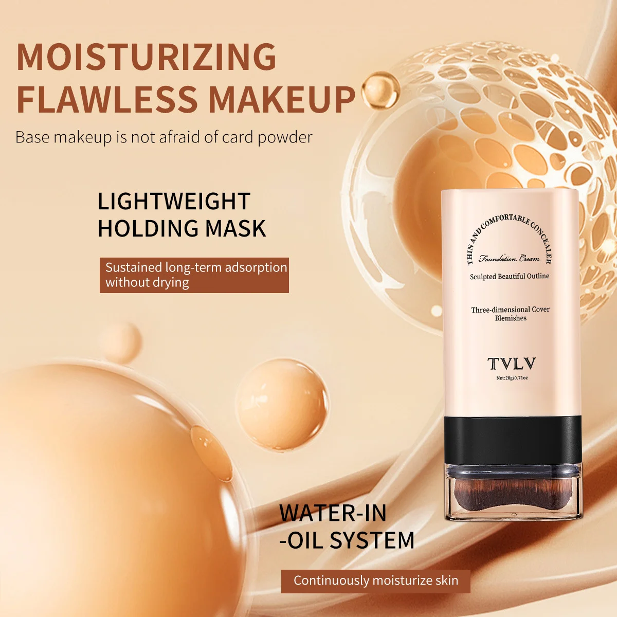 كريم أساس فلاور نوز إيرايزر، كريم أساس مخملي خفيف الوزن مع فرشاة كبيرة، مكياج يدوم طويلاً، جمال الوجه