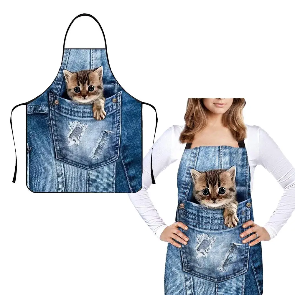 

Набор фартуков, креативный кухонный фартук с 3D принтом животных, водонепроницаемый, устойчивый к пятнам, для приготовления пищи, выпечки, забавная и креативная идея подарка