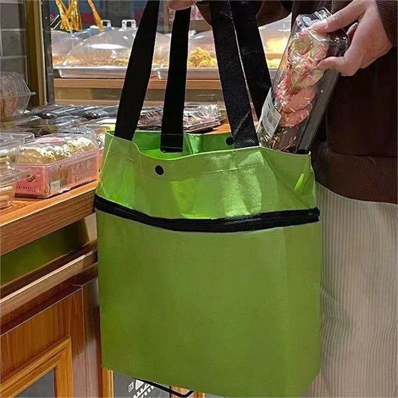 Foldable Oxford Cloth Portable Shopping Cart Storage Bag With Wheel Detachable Shopping Camping Waterproof Supermarket Trolley