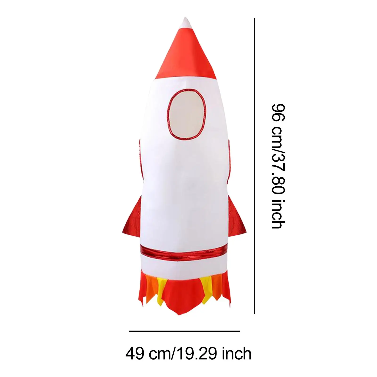 子供用ロケットコスチューム。赤と白のポリエステル素材で作られており、着心地が良く、ハロウィーンのパフォーマンスやステージパーティーに最適です。