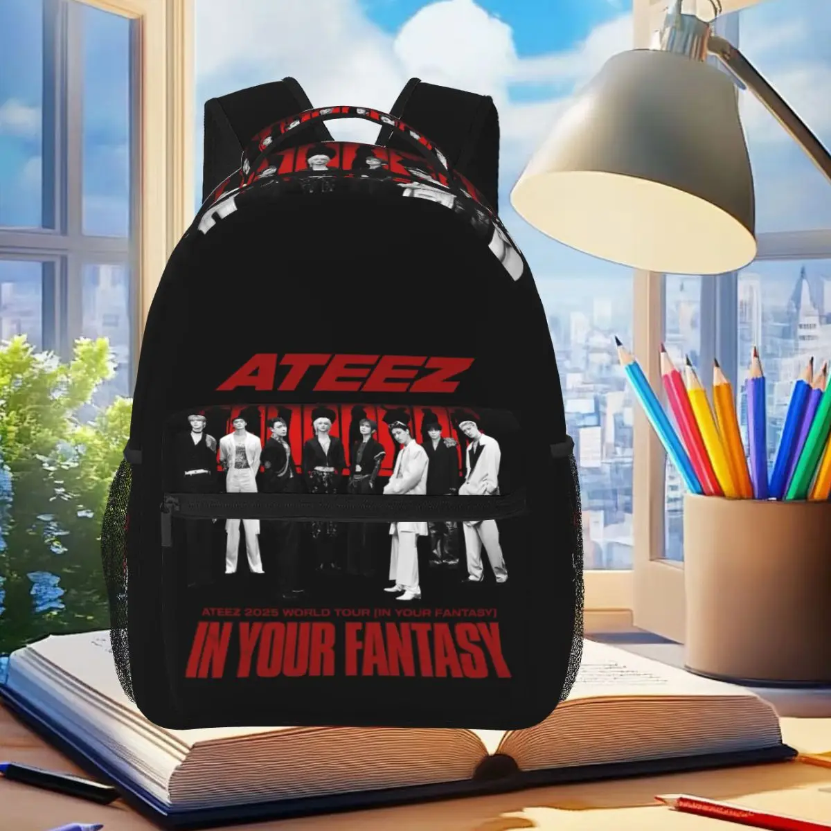 ATEEZ World Tour In Your Fantasy Print Backpack Student Boys Girls BookBag Children School Bag Laptop Shoulder Bag for Men Women