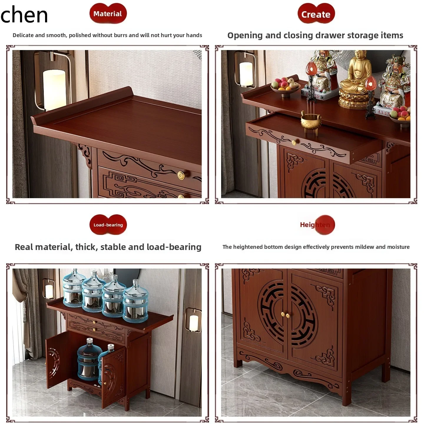 r5.20 Standing Cabinet Altar Buddha Table Home Incense Case Buddha Statue Worship Table Offering Table