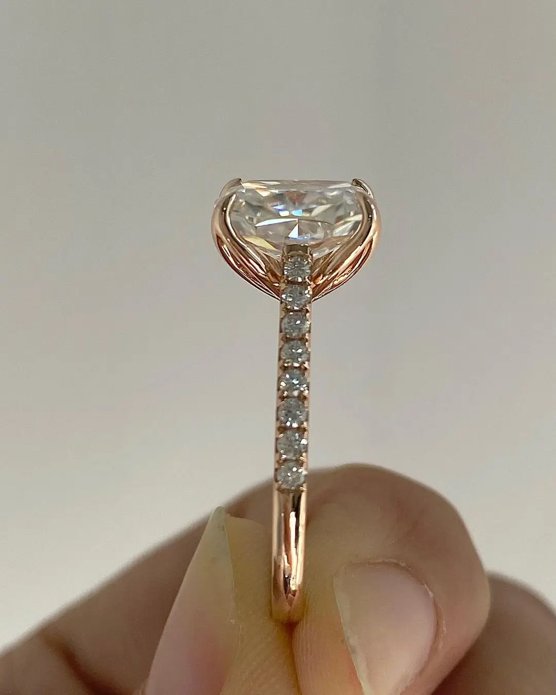 VOVGEMINI 2 carati anello Moissanite 6x8mm taglio cuscino puro reale 18 carati rosa giallo oro bianco 585 gioielli di alta qualità per il matrimonio