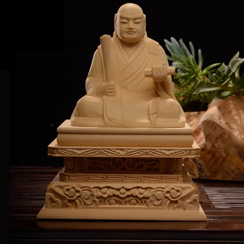 

Cypress Statue Buddha Statue Crafts Nichiren Wooden Cypress Crafts Home Car Decoration Handmade Gifts