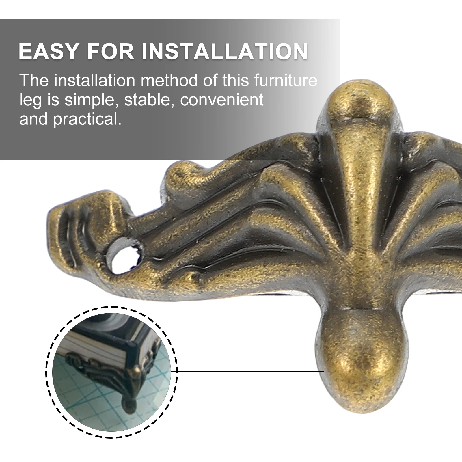 

20pcs Alloy Bronze Angle Decorative Feet Mad Furniture Feet Protectors Protective Mat Anti Rust Durable Box Wood Retro Pad
