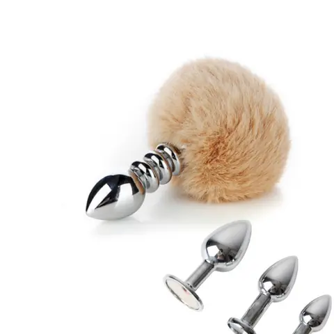 Mini Bunny Ball Tail with Removable Metal Butt Plug Anal Beads Dildo for Couple BDSM Cosplay Anue Massage sexx Toys Kits