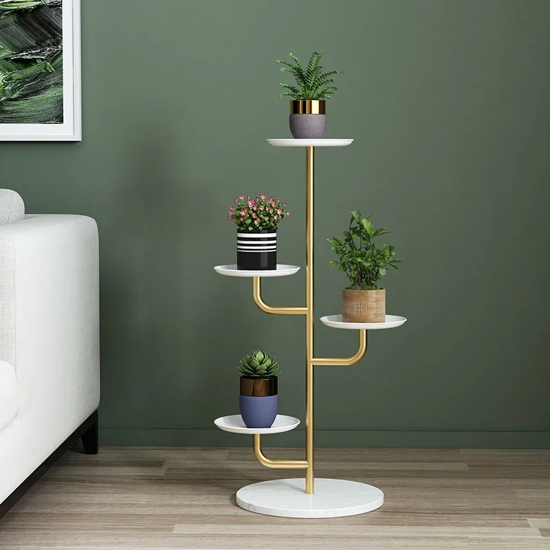 Nordic Multi-Layer Gold Plant Stand Iron Flower Pots Shelves Living Room Plant Stand Stable Load-Bearing Rack Indoor Garden