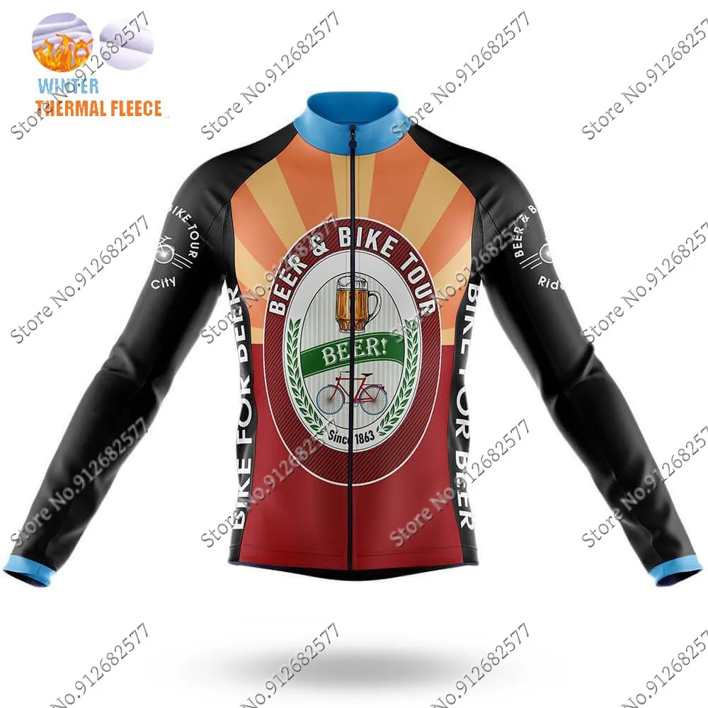 2024 Bike For Beer Cycling Jersey Long Sleeve Retro Winter Clothing Race Road Bike Shirts Bicycle Tops MTB Uniform Maillot