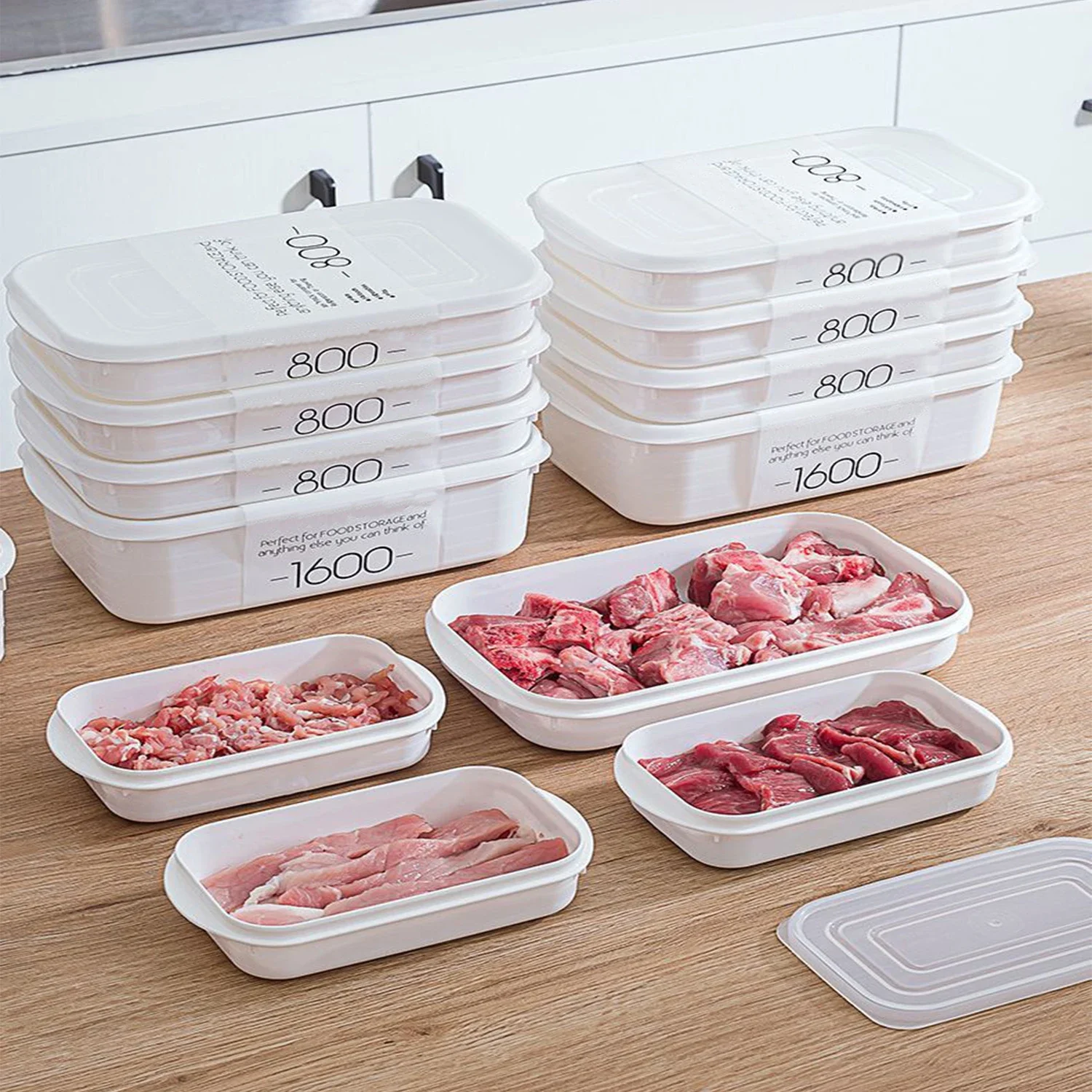 Plastic Covered Fresh-keeping Box Food And Fruit Storage Sealed Freezer Kitchen Organizer Storage Container Frozen Sealed Box