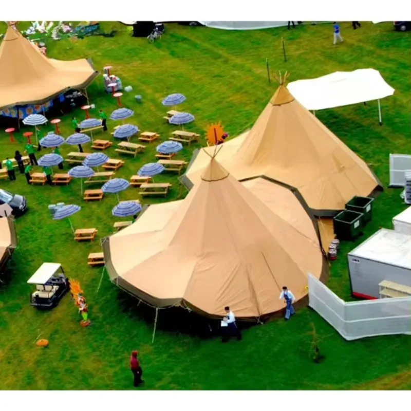 Custom China Made Exhibition Indian Tent Factory Outdoor Camping Holiday Wild Luxury Sunshade Big Kiosk Booth Service Center No