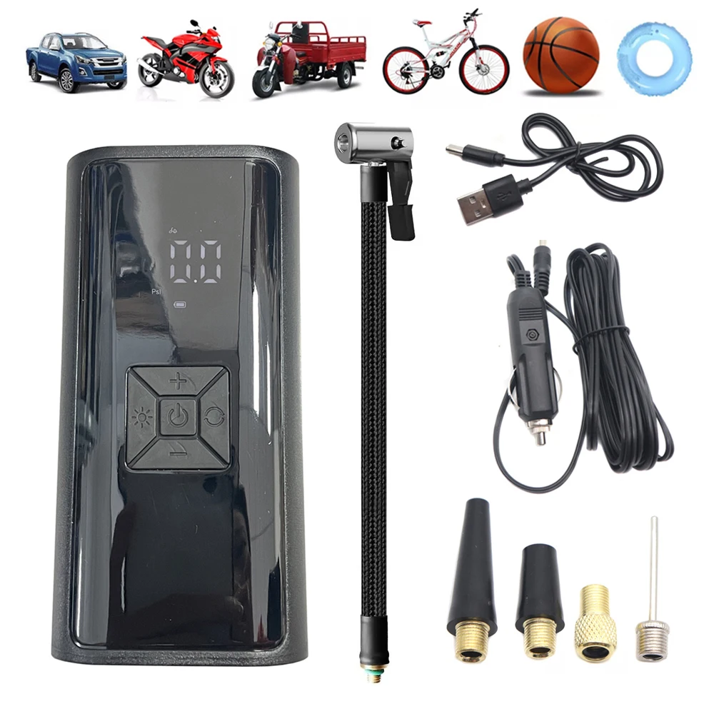 

Воздушный насос, портативный воздушный компрессор для автомобильных шин, быстрый накачиватель шин, точный воздушный насос под давлением для мотоцикла, велосипедного шара, 150PSI