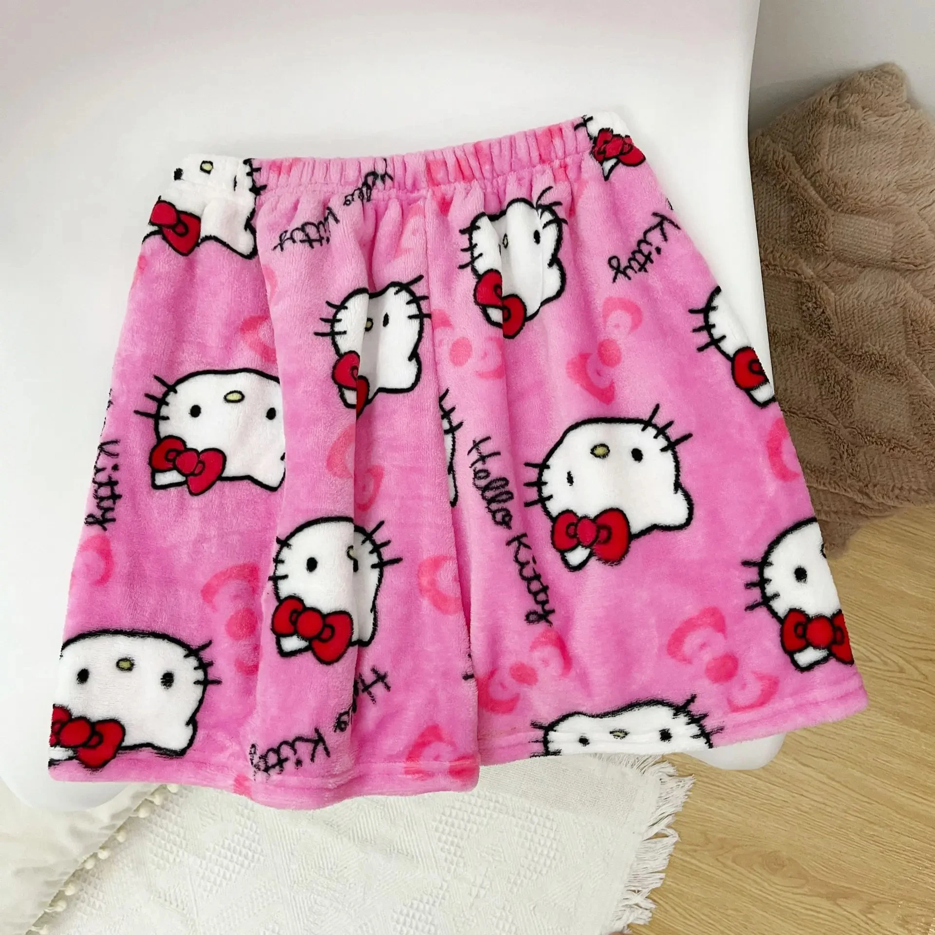 Sanrio Hello Kitty Pajamas Pants Y2k Flannel Pjs Pink Shorts Woolen Casual Pants Summer Yoga Shorts Fitness Running Sweatpants