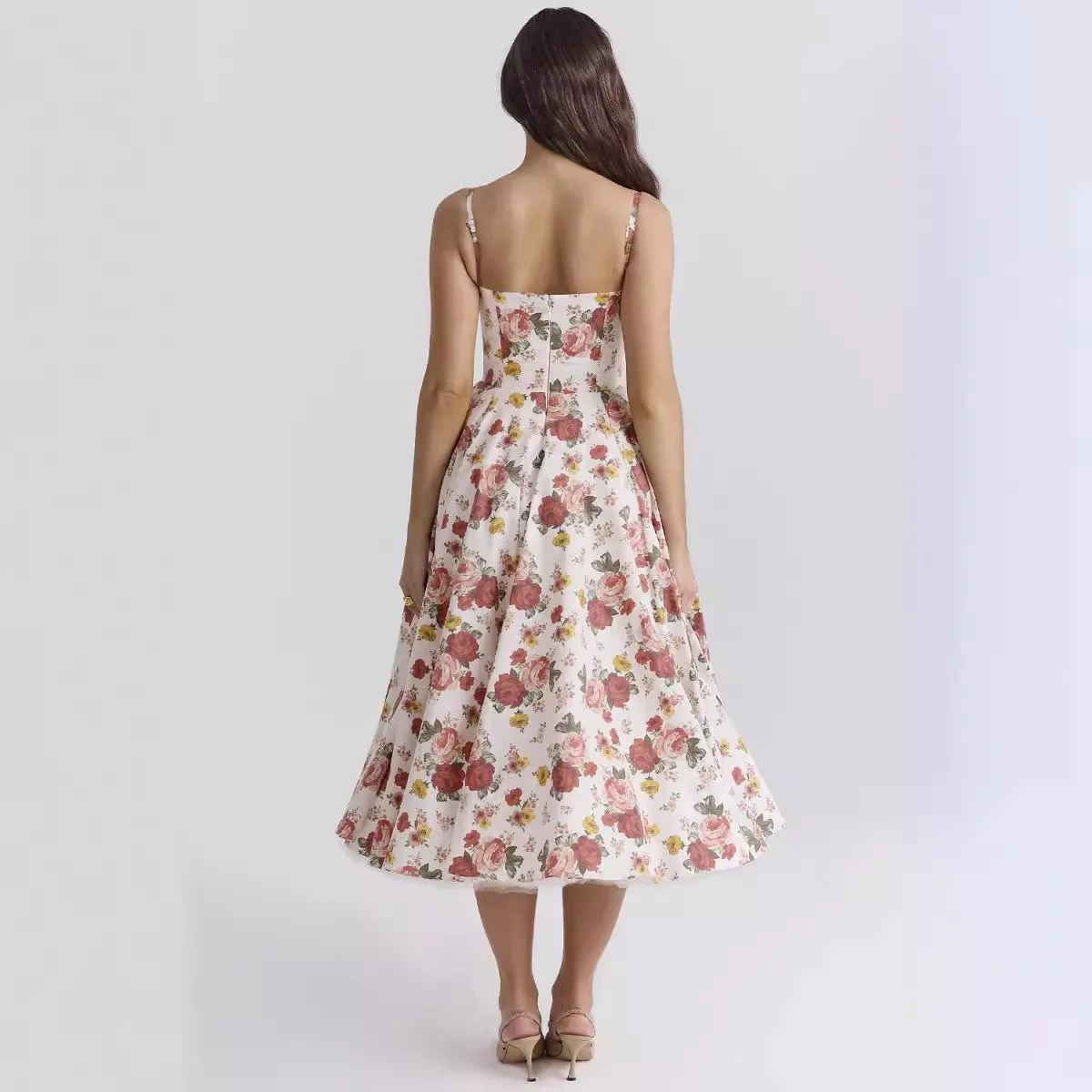 Elegante vestido de princesa com renda para meninas, camisola sem mangas, vestido longo para festa, sexy e sem costas, vestido de verão, 2 camadas, verão