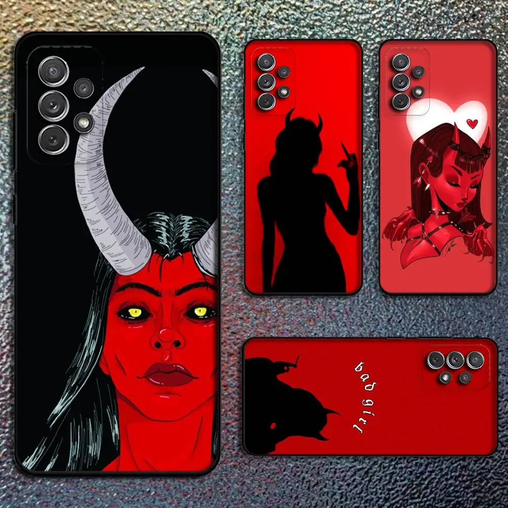 

Aesthetic Devil Woman Bad Girl Phone Case For Samsung S25,S24,S21,S22,S23,S30,Ultra,S20,Plus,Fe,Lite,Note,10,9,5G Black Cover