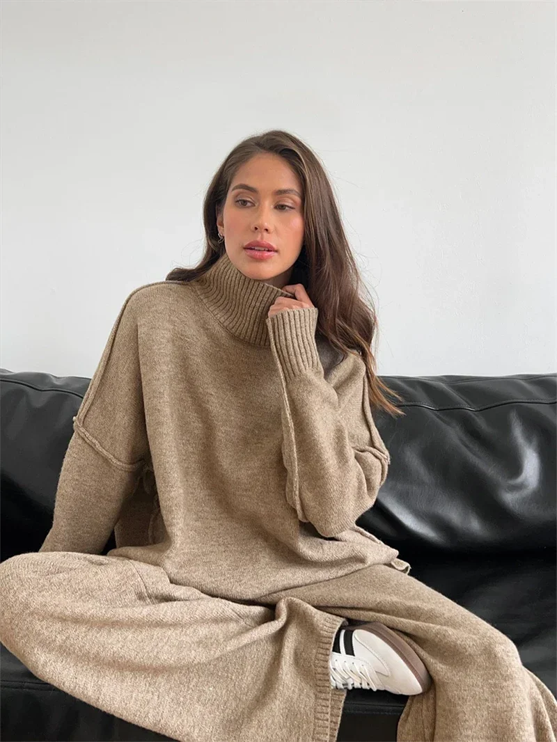 Fashion Knitted 2 Piece Sets Women Outfit Fall Clothes 2024 Women Pullover Sweater Top and Pant Sets Casual Tracksuits Set Women