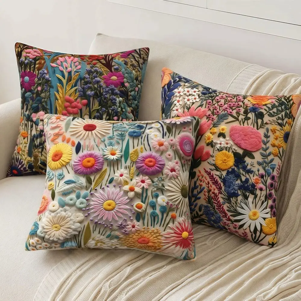 2D Floral Flowers Patters Pillowcase 45x45cm Butterfly Sofa Cushion Cover Rose Pattern Lifelike Pillow Cloth Cover Home Decor