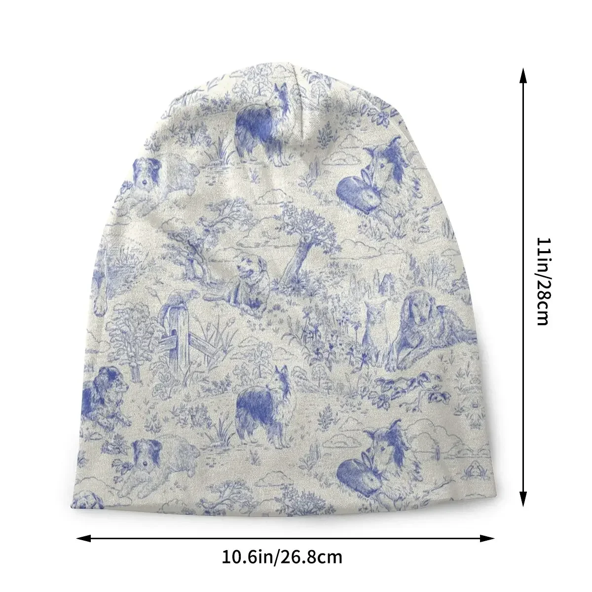 Country Dogs Toile De Jouy Bonnet Femme Knitting Hat For Men Women Warm Winter Collie And Jack Russell Terrier Beanies Caps