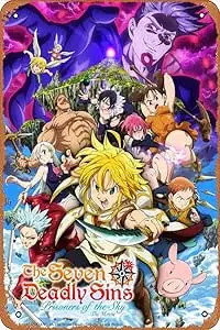 Seven Deadly Sins Anime Manga Poster 8 x 12 Inches - Retro Vintage Metal Tin Sign for Home Bar Pub Garage Decor Movie Gifts sign