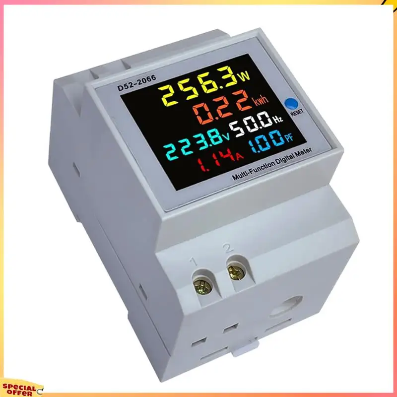 ABFI Digital Single Phase Energy Meter Tester Power Usage Monitor AC110V 40V-300V100A Frequency Power Factor Meter Multimeter