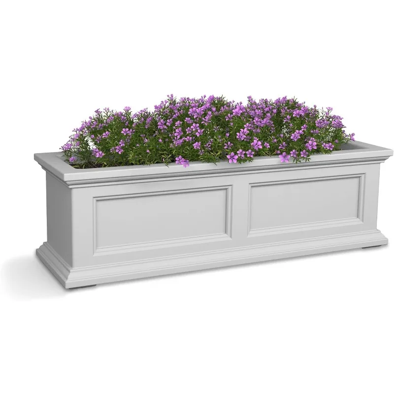 

Fairfield 3ft Window Box - White - Durable Self Watering Resin Planter with Wall Mount Brackets (5822-W)