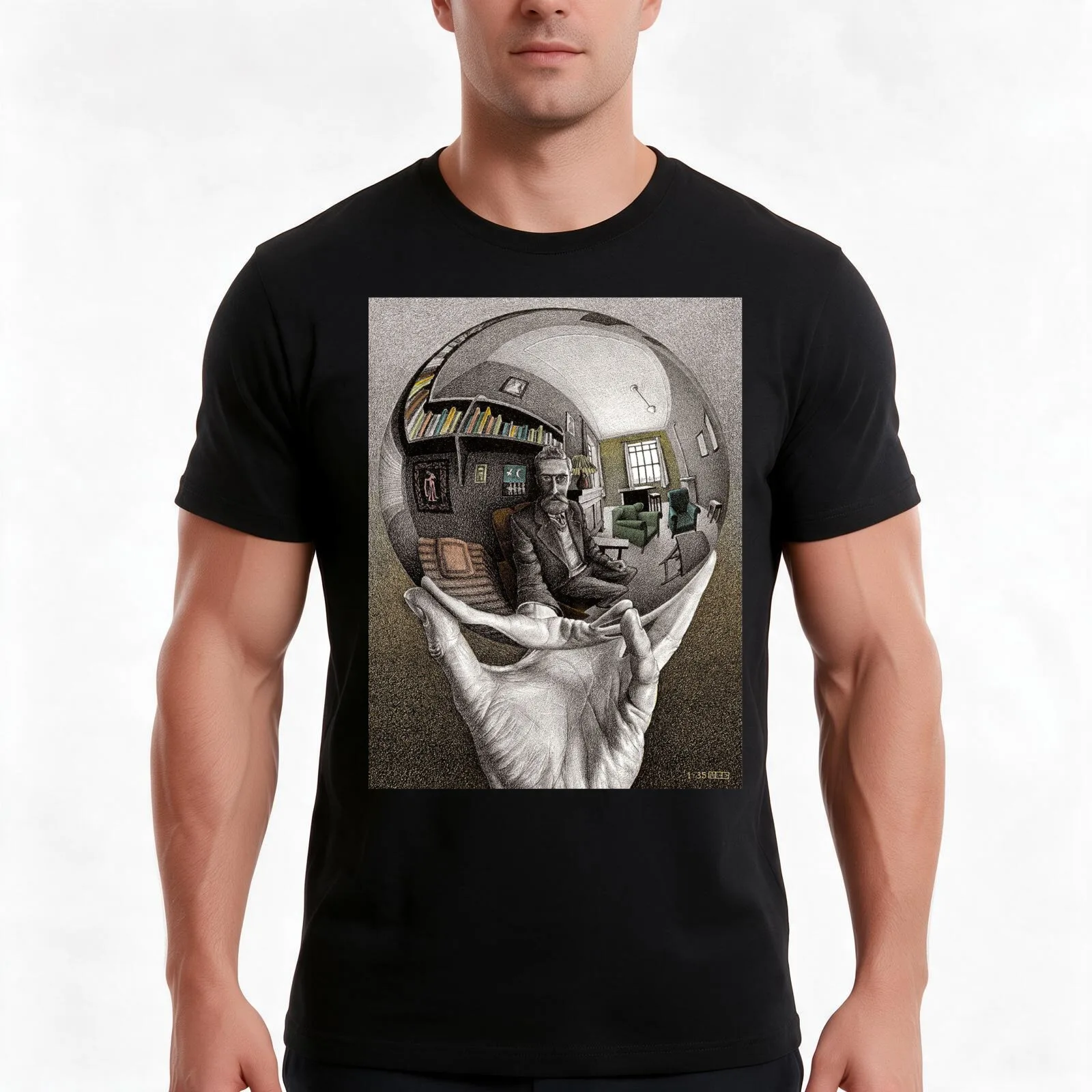 Escher T-Shirt Summer Casual Cotton Tee Oversized Streetwear Tops Vintage Graphic Print Loose Fit Short Sleeve 100% Cotton