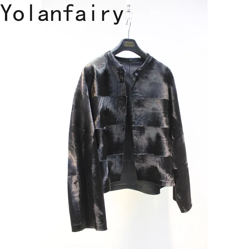 YOLANFAIRY Luxury Natural Fur Coat Women Winte High-end Lake Sheep Shearling Jacket Short Simple Real Leather Fur Coats Woman