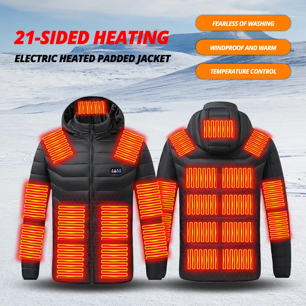 

21/19 Areas Heated Jacket Men Women Winter Warm USB Self Heating Jacket Coat Outdoor Ski Camping Hiking Electric Heated Clothes