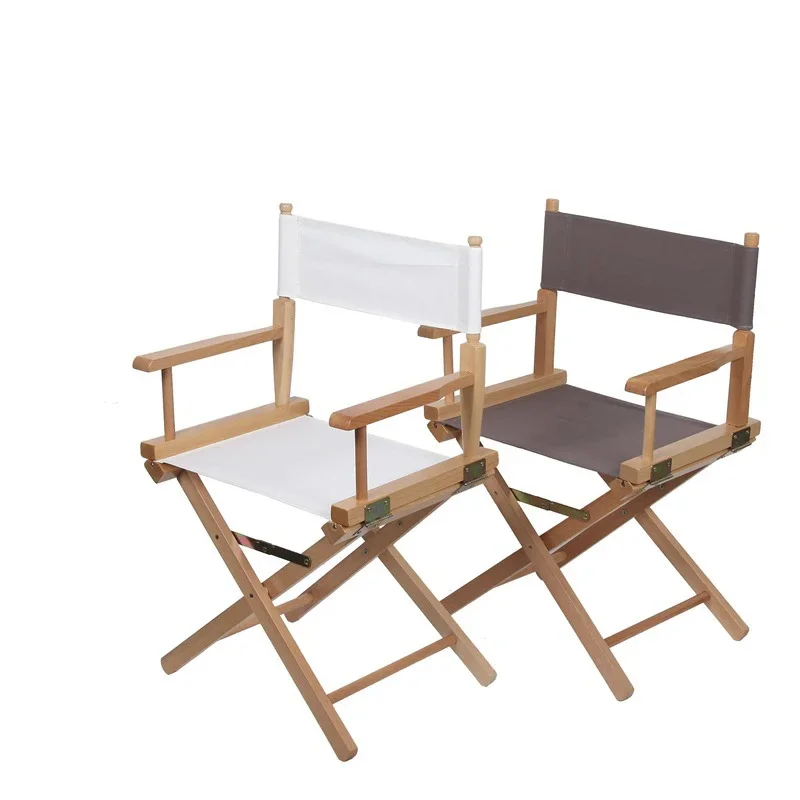 Contemporary Solid Beech Wood Frame Directors Chair Foldable Outdoor Furniture Portable Folding Makeup Wooden Chair for Artists