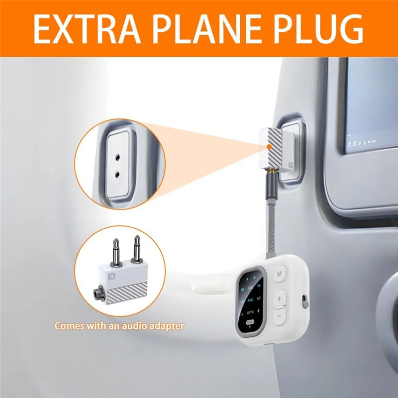 Bluetooth 5.3 Audio Adapter, 2 In 1 Wireless Audio Transmitter Receiver AUX RX/TX For Car Home Airplane Airline Travel