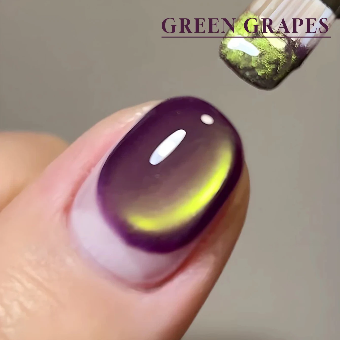 MIANEL 1PCS Top Selling Whitening Popular Green Purple Grape Cat Eye Glass Beads Gel Nail Polish Suitable Salon DIY Use