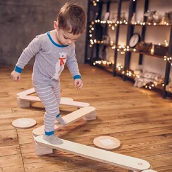 Montessori XIHATOY Children's Wooden Six Broken Bridge Sensory Training Baby Balance Exercise Bridge Toy