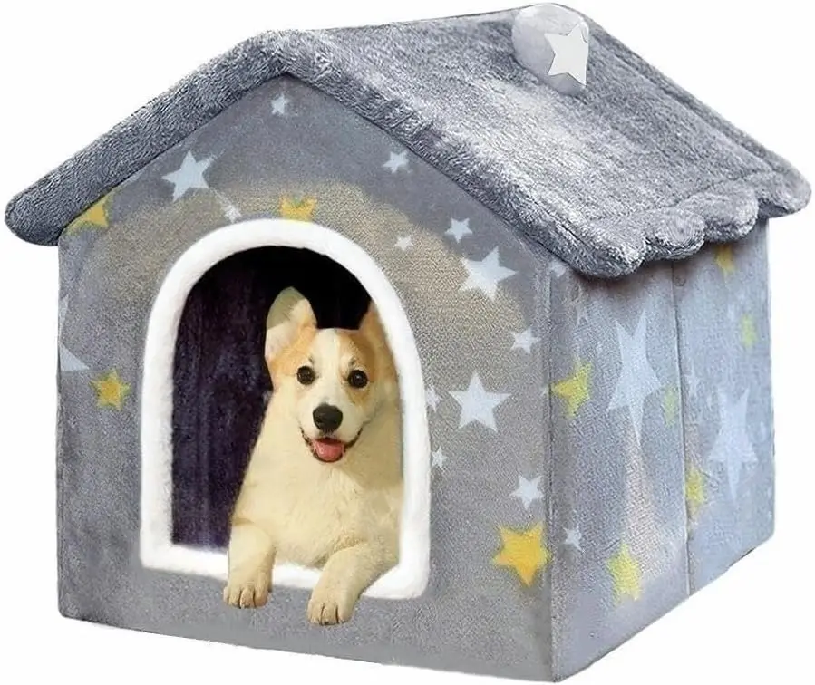 

Dog House Indoor, Foldable Soft Kennel Bed Warm Cat Nest Puppy Cave with Cushion for Small Medium Large Dogs Cats (M-Wit