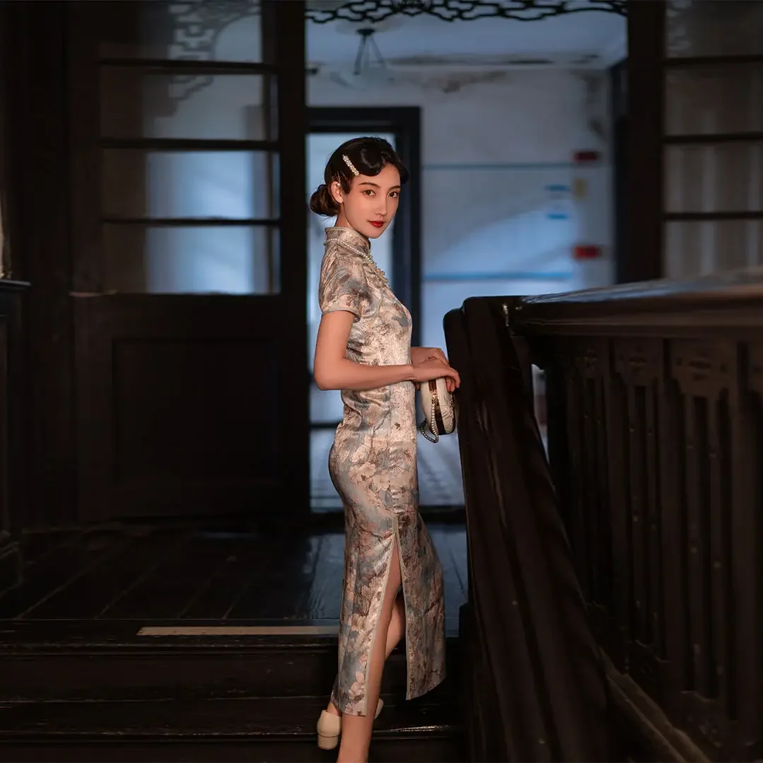 2021 新しい夏のファッションチャイナ改良されたエレガントな袍ドレス少女ロングレトロデイリーパーティードレス女性のための