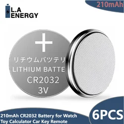 6PCS 210mAh CR2032 3V CR 2032 DL2032 ECR2032 Lithium Battery for Car Key Watch Toy Calculator Remote Control Button Coin Cells